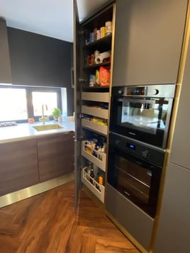 Contemporary style kitchen & dining space with two tone cabinets | Raison Home - 6