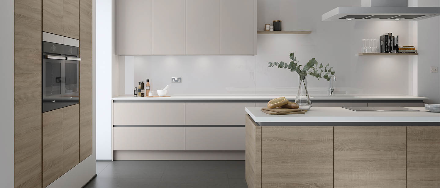 Wooden kitchen white worktop