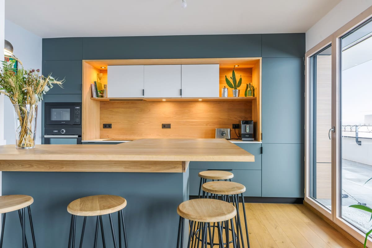Modern style kitchen turquoise  1