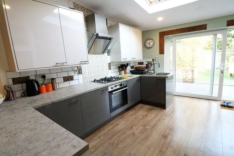 Black kitchen with shaker cabinets in Solihull 9