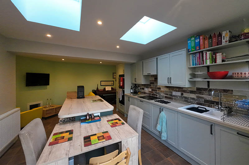 Two Tone Green Kitchen  in Warwickshire 3