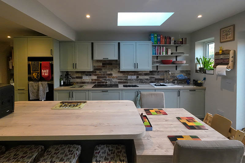 Two Tone Green Kitchen  in Warwickshire 1