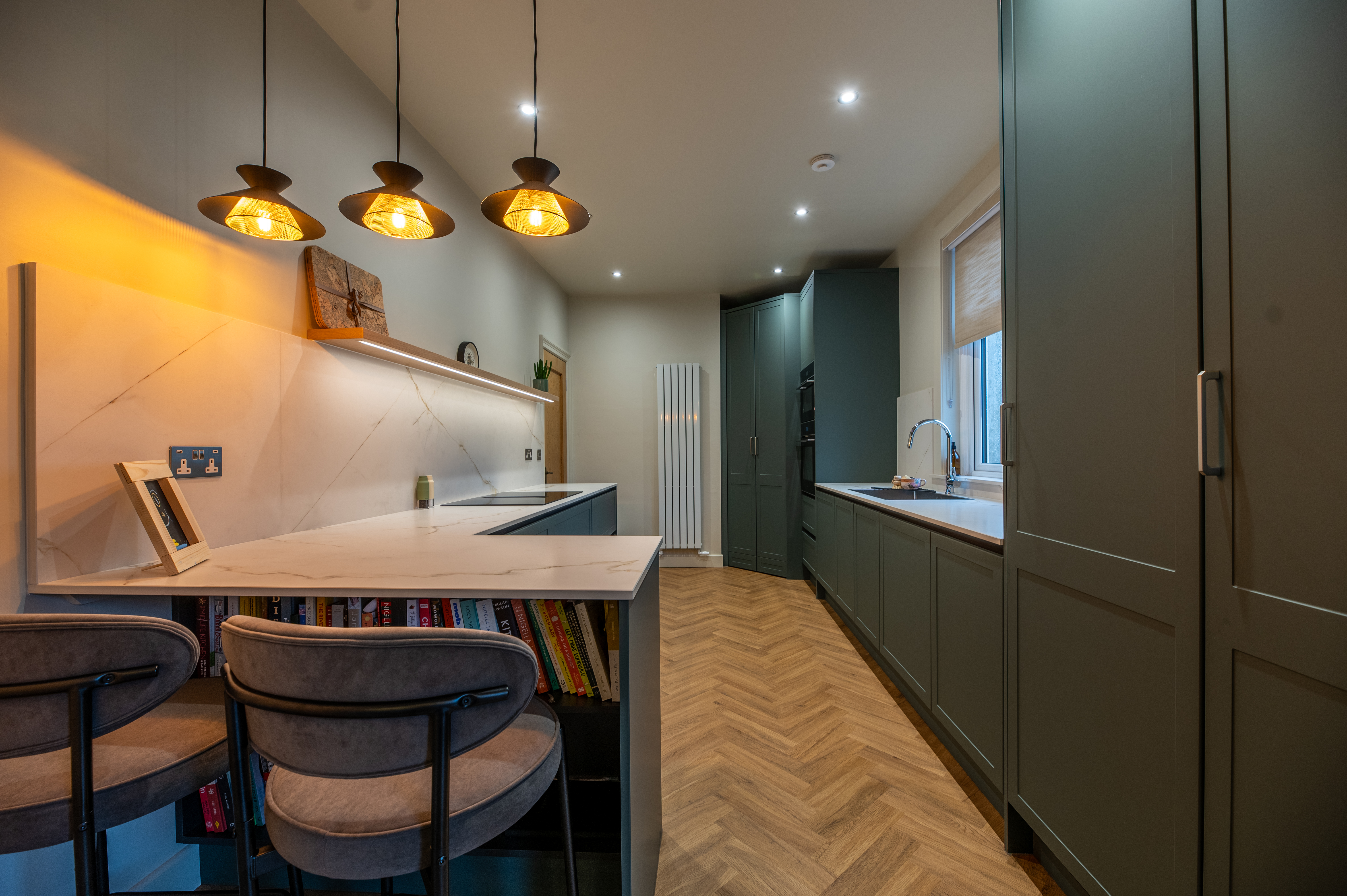 Heritage green and dubai gold kitchen, Designed by Fiona Sneddon - 1