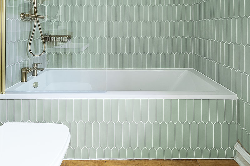 Elegant Green & Brass Bathroom | Raison Home - 1