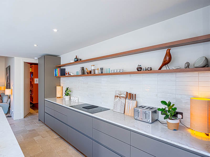 Charleston Gray with warm wood kitchen in Bath 2