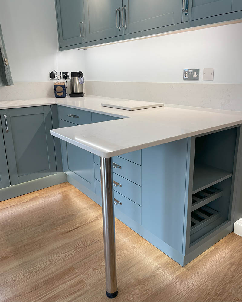 Pale blue shaker kitchen in Wimborne 7