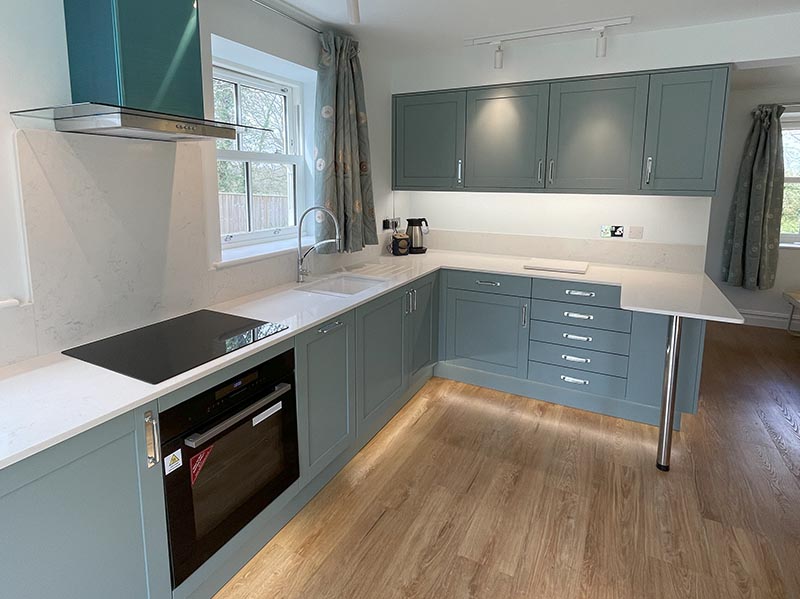 Pale blue shaker kitchen in Wimborne 3