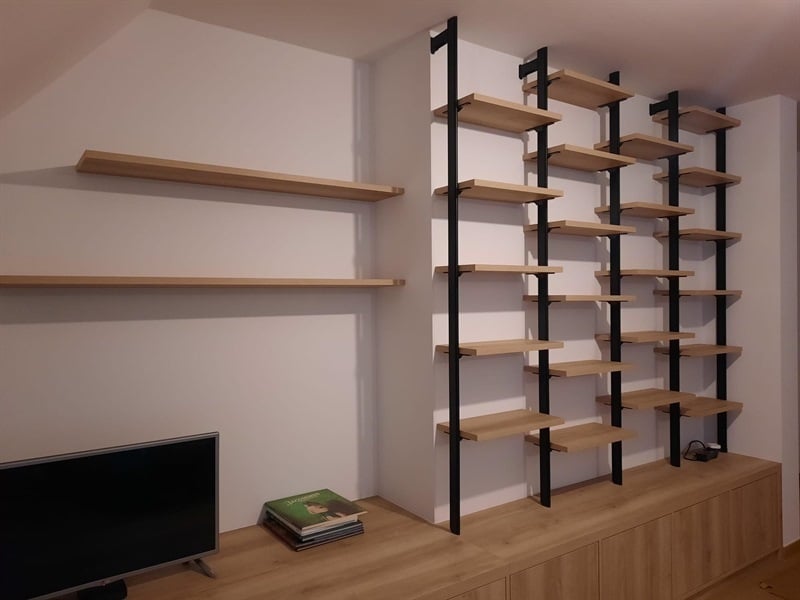 Meuble rangement et bibliothèque bois et noir à Bruxelles 2