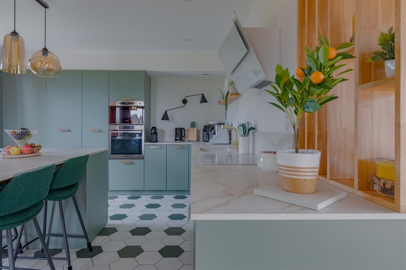 Cuisine en L verte à Montmerle-sur-Saône | Raison Home - 2