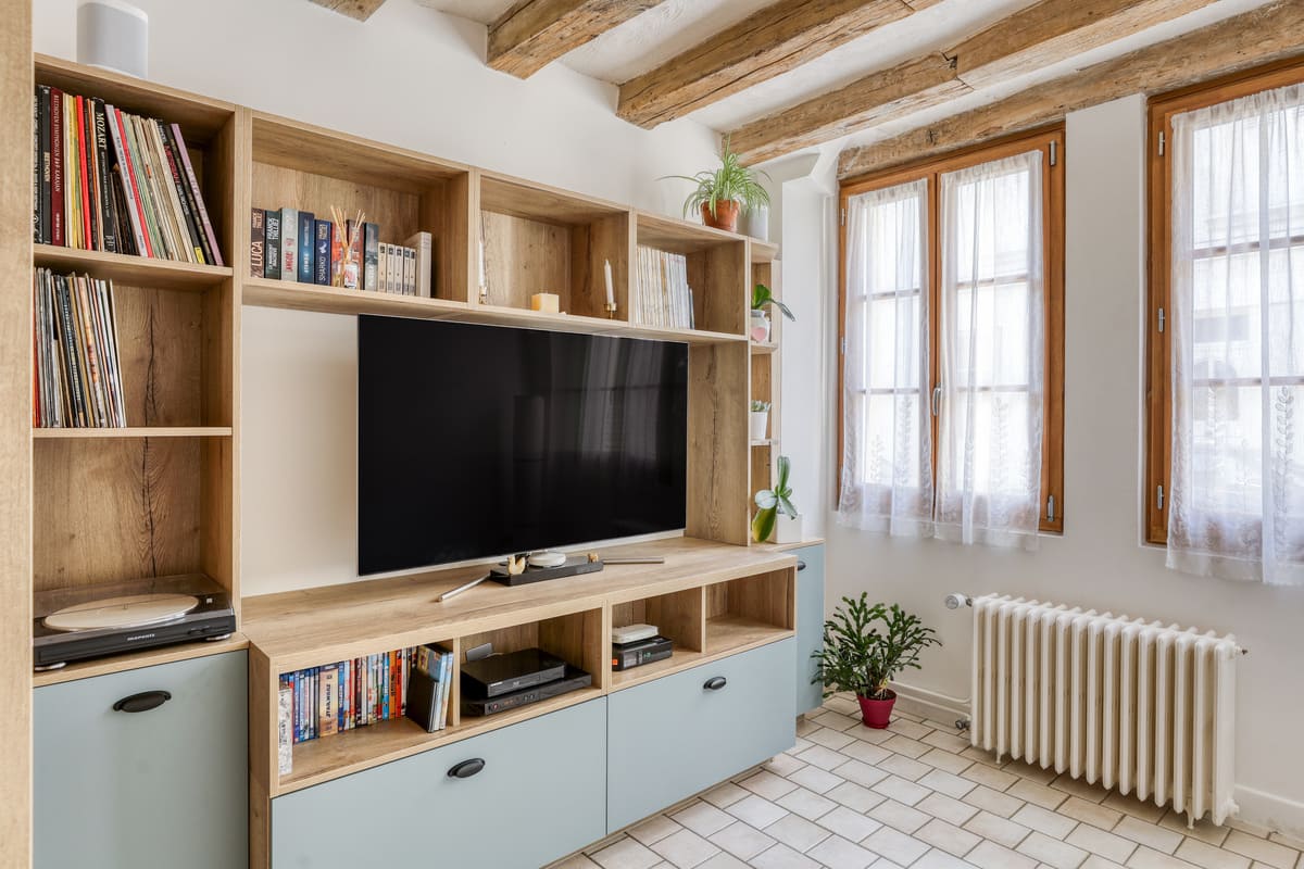 Meuble TV et bibliothèque bois et gris à Bléré 3