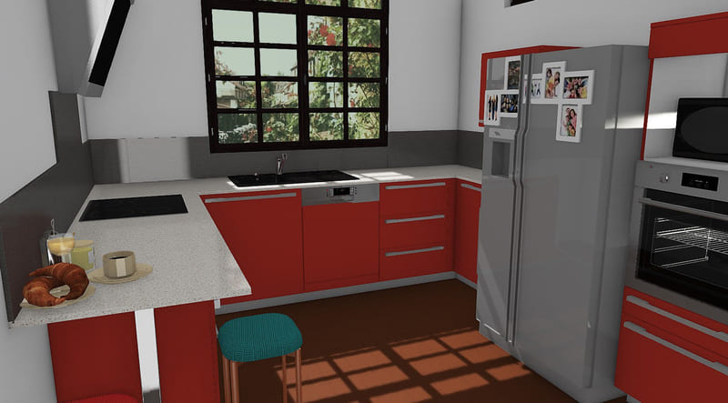 Cuisine moderne équipée orange à Cayenne | Raison Home - 7