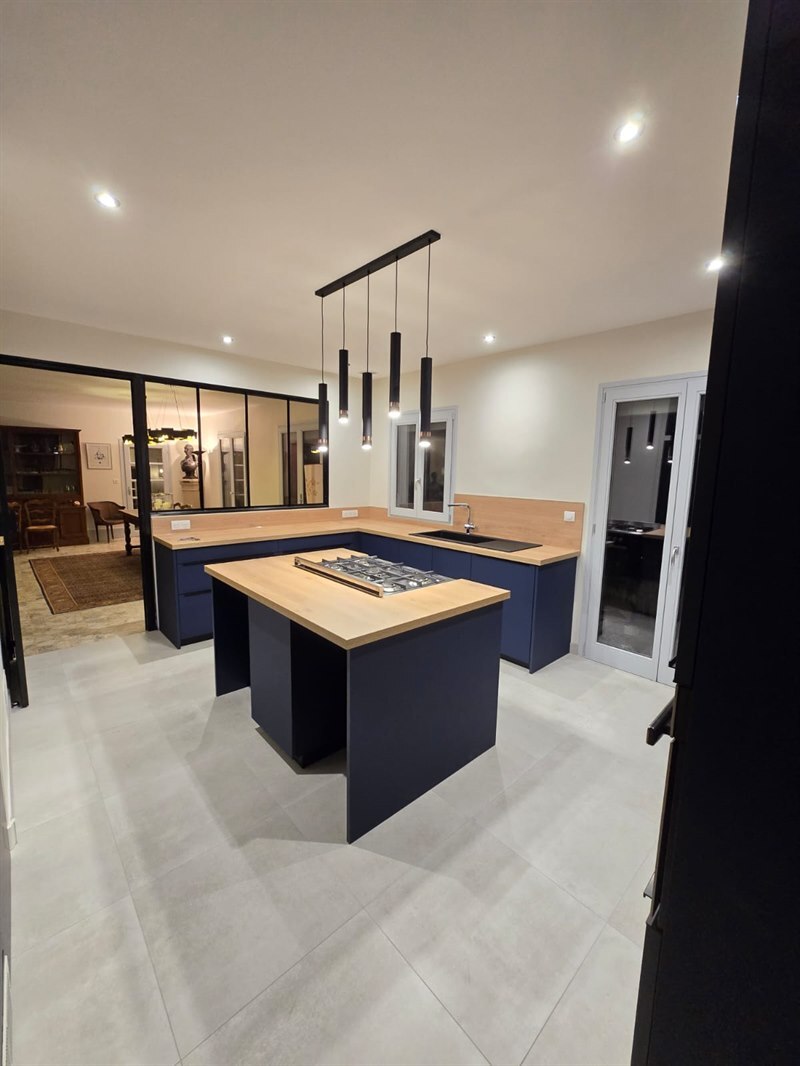 Cuisine fermée de style moderne bleu 1