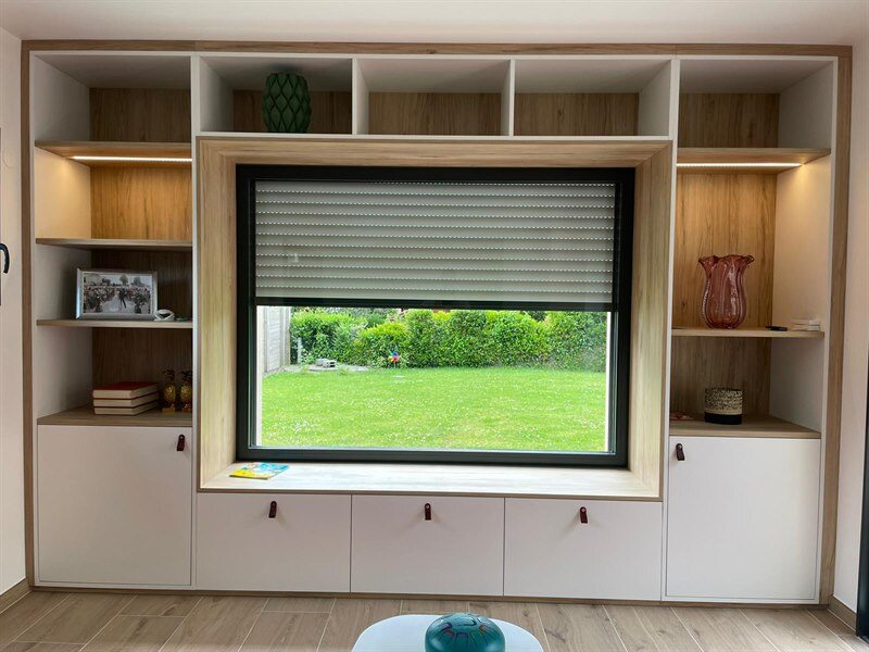 Rangements sur-mesure bois et blanc à Sautron 1