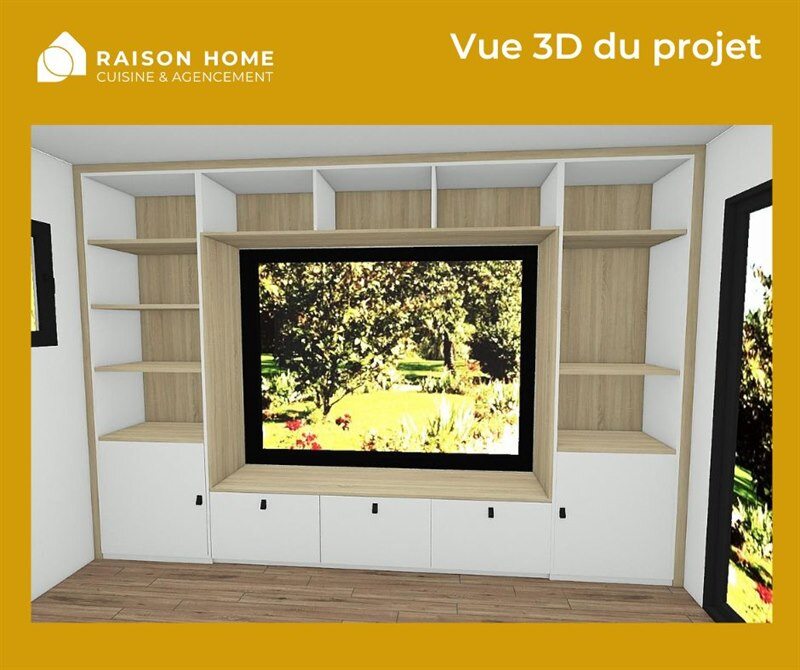 Rangements sur-mesure bois et blanc à Sautron 4