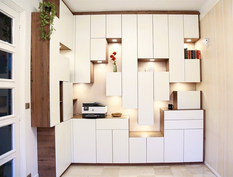 Rangements sur-mesure et design bois et blanc à St-Nom-la-Breteche 1