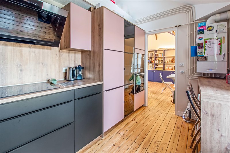 Cuisine moderne rose en forme L 2