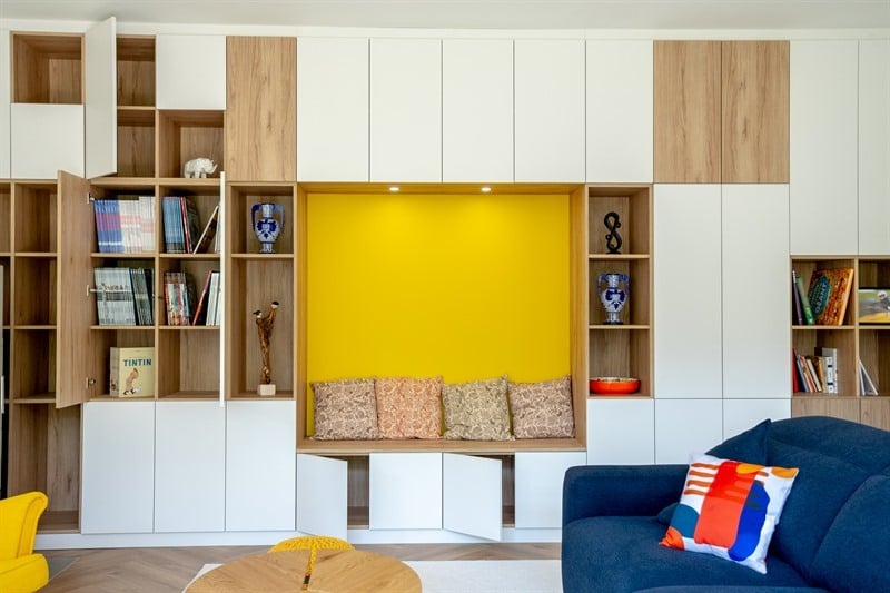 Grands rangements design avec niches et banquette au Havre | Raison Home - 4