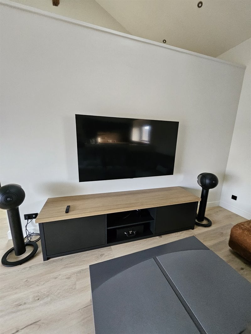 Rangements salon et meuble TV bois et noir 2