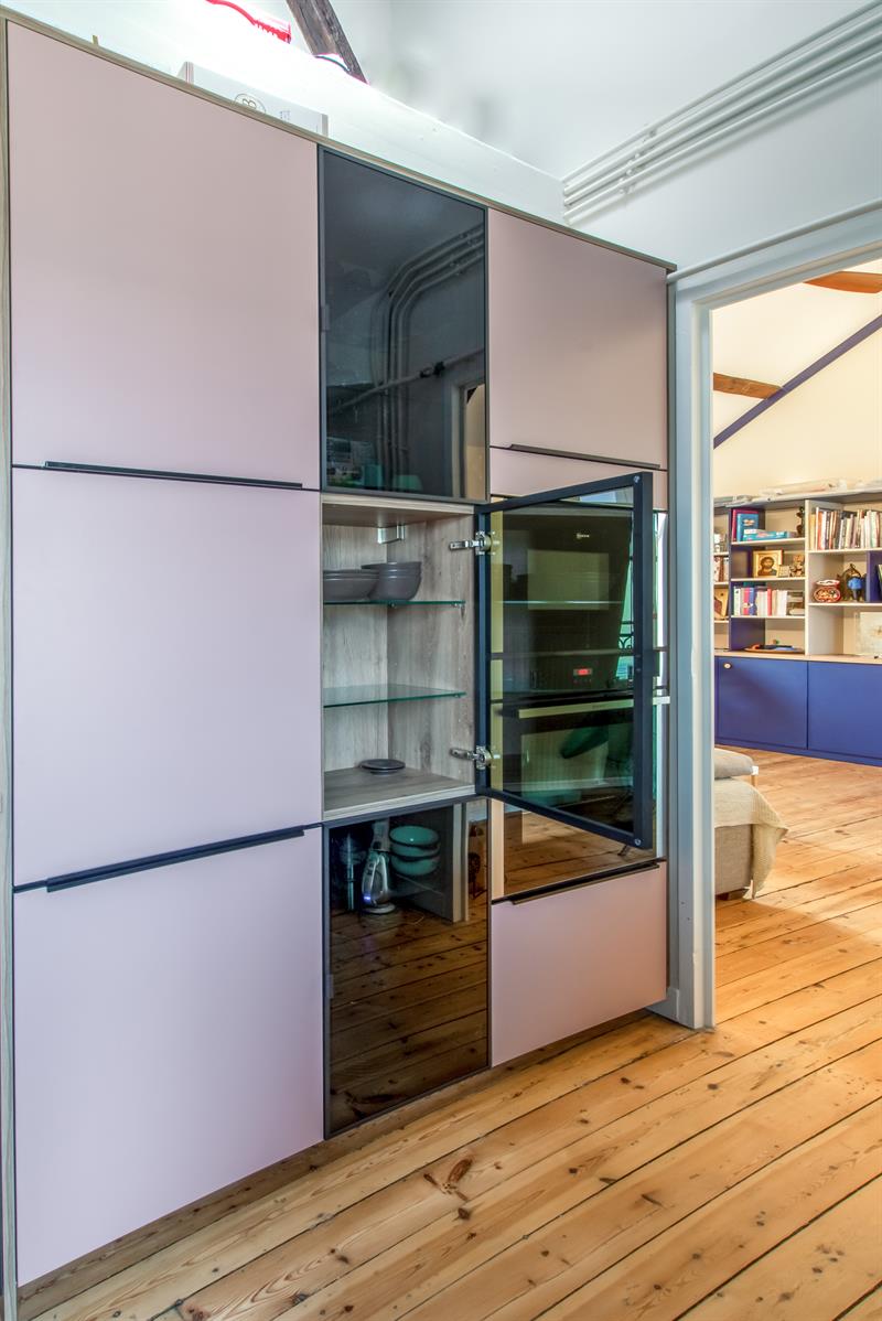 Cuisine moderne rose en forme L 8